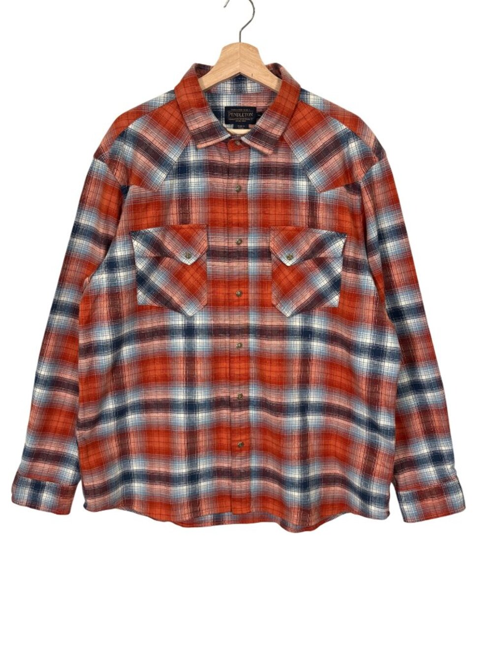 Pendleton Wyatt Cotton Long Sleeve Snap Front Shirt Size XL